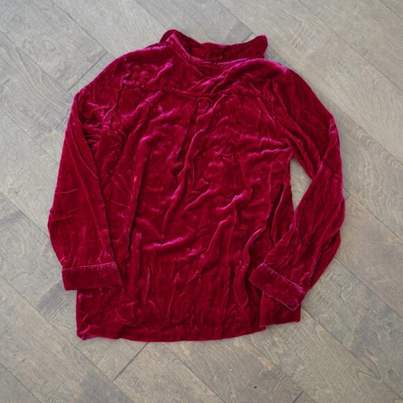 Sundance Shirt Womens S Raspberry Red Silk Blend Velvet Nuance Collared Pullover - Picture 3 of 8